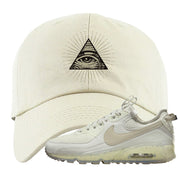 Terrascape Light Bone 90s Dad Hat | All Seeing Eye, White