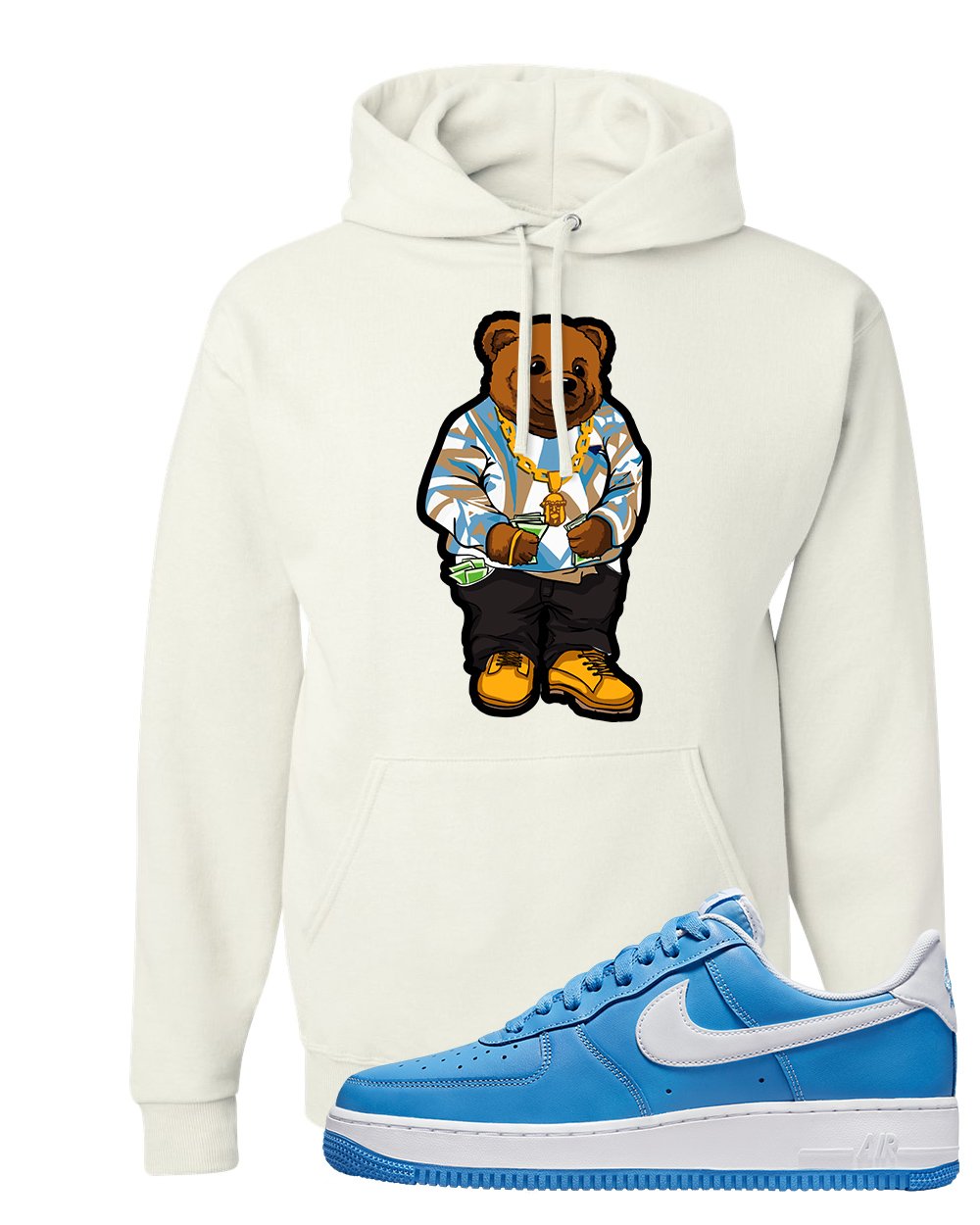 University Blue Low AF1s Hoodie | Sweater Bear, White