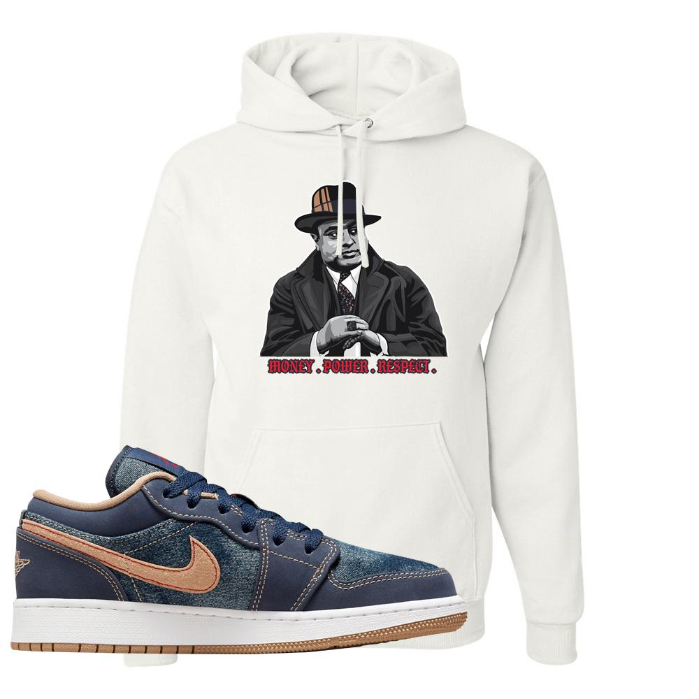 Denim Gum Bottom Low 1s Hoodie | Capone Illustration, White