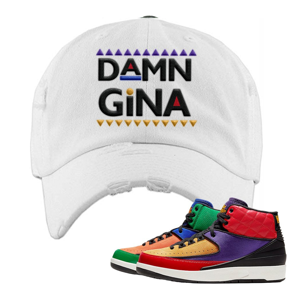 WMNS Multicolor Sneaker White Distressed Dad Hat | Hat to match Nike 2 WMNS Multicolor Shoes | Damn Gina