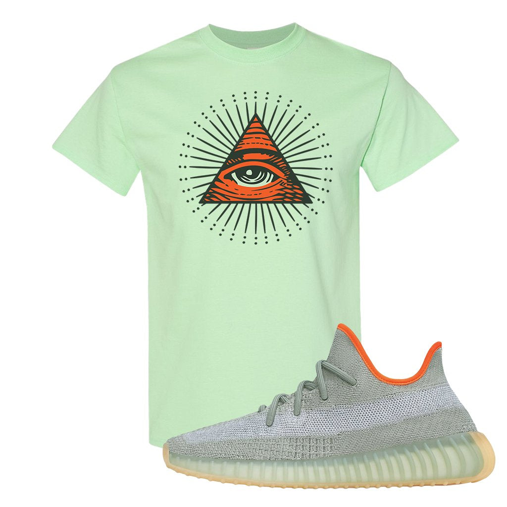 Yeezy 350 V2 Desert Sage Sneaker T Shirt |All Seeing Eye | Mint Green
