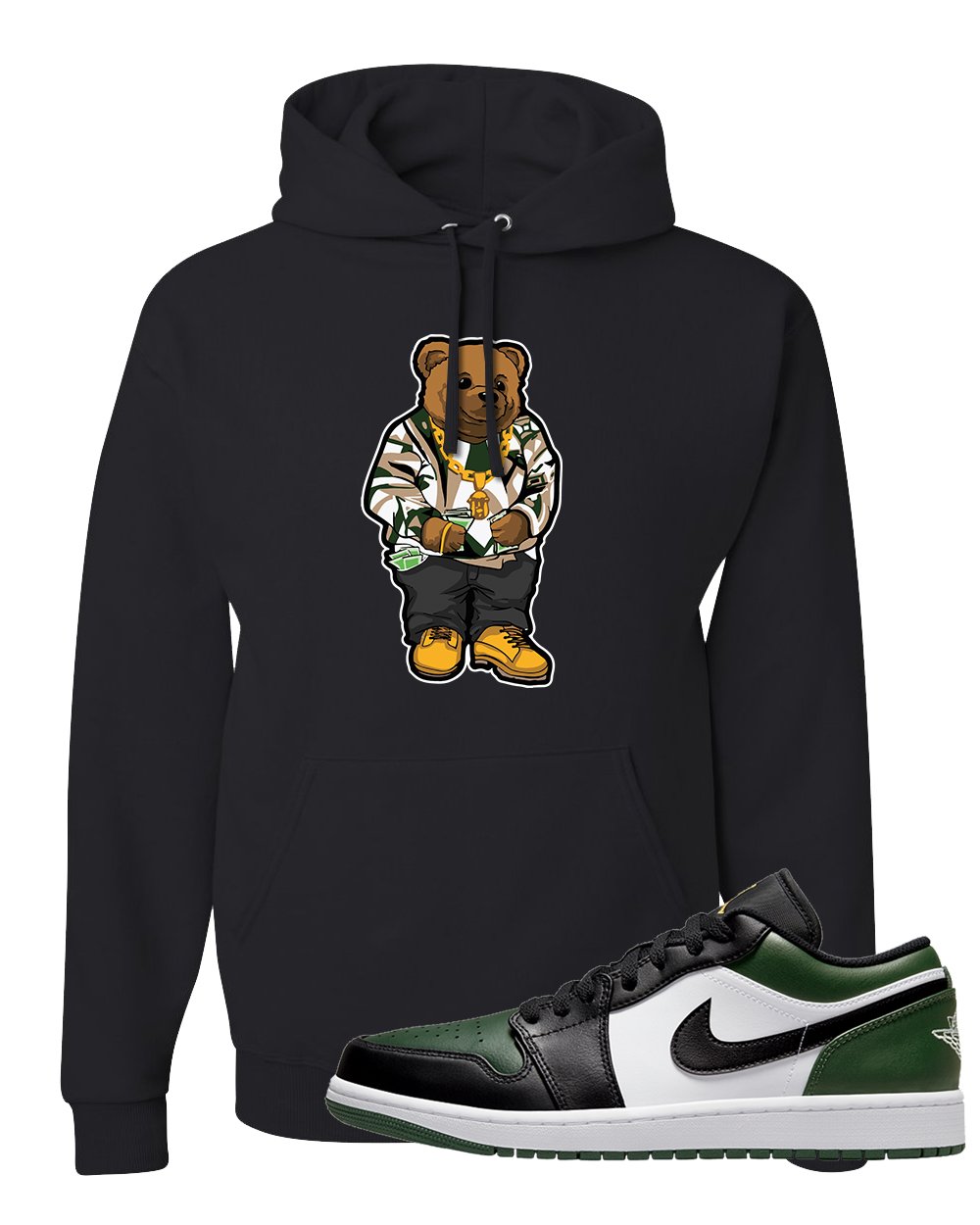 Green Toe Low 1s Hoodie | Sweater Bear, Black