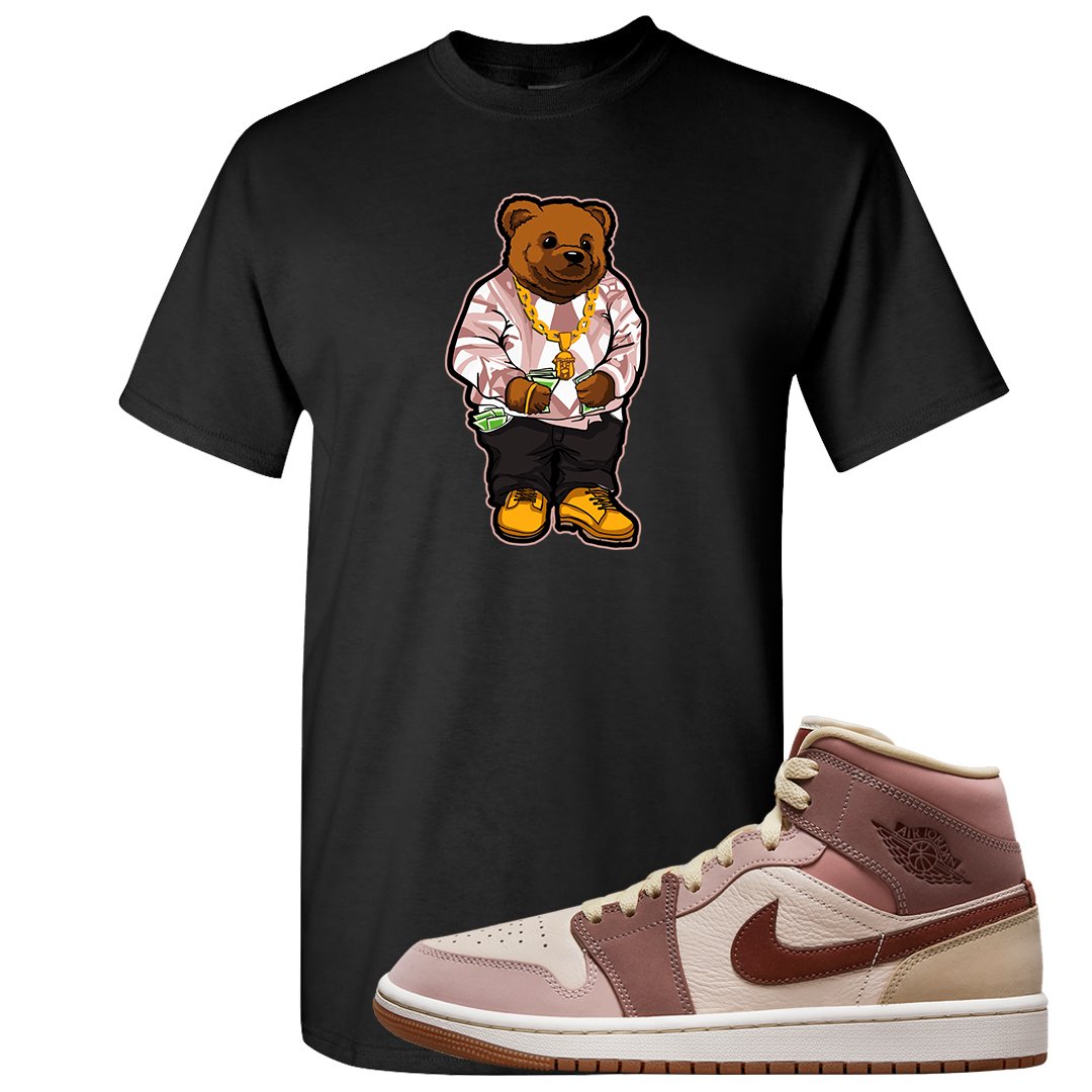 Pink Sand Mauve Mid 1s T Shirt | Sweater Bear, Black