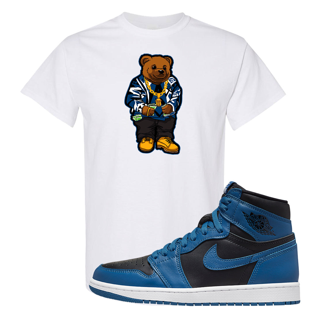 Dark Marina Blue 1s T Shirt | Sweater Bear, White