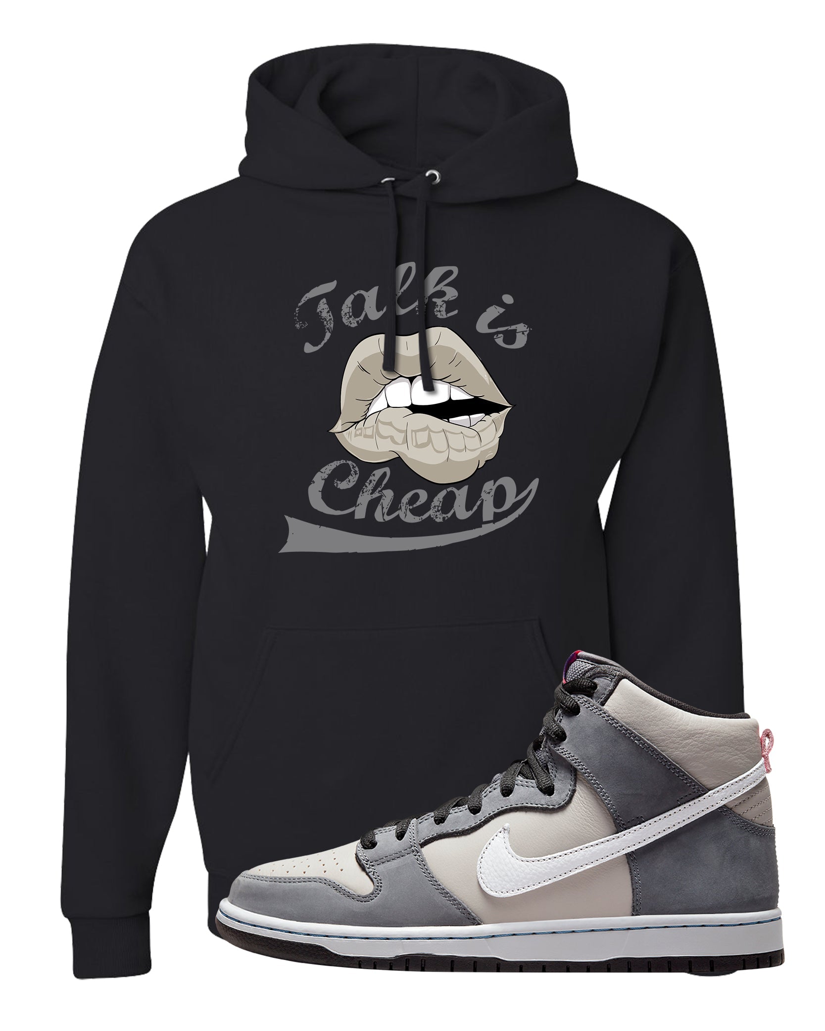 Medium Grey High Dunks Hoodie | Talk Is Cheap, Black