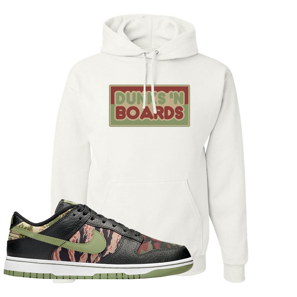 Multi Camo Low Dunks Hoodie | Dunks N Boards, White