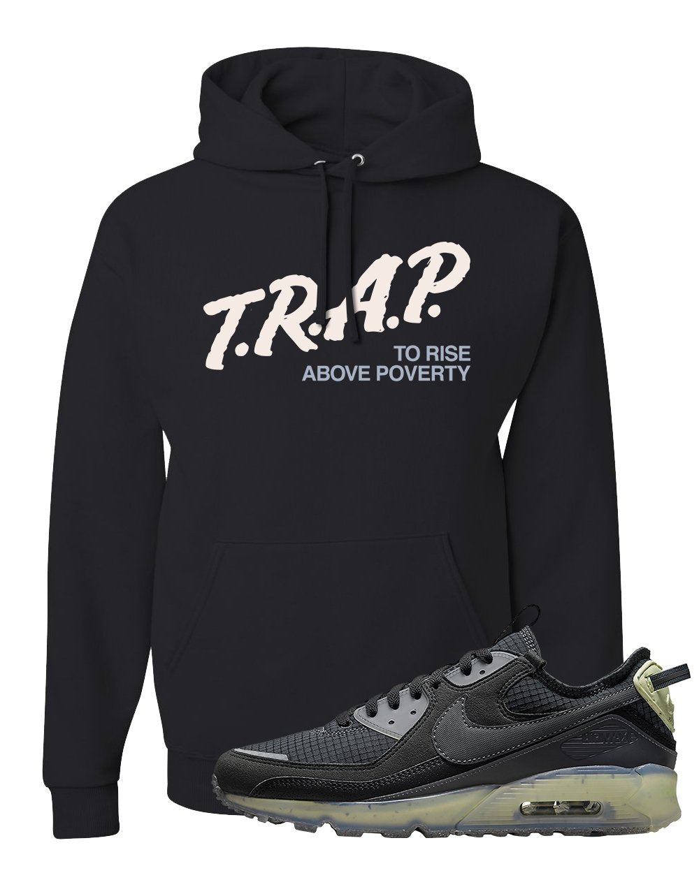 Terrascape Lime Ice 90s Hoodie | Trap To Rise Above Poverty, Black