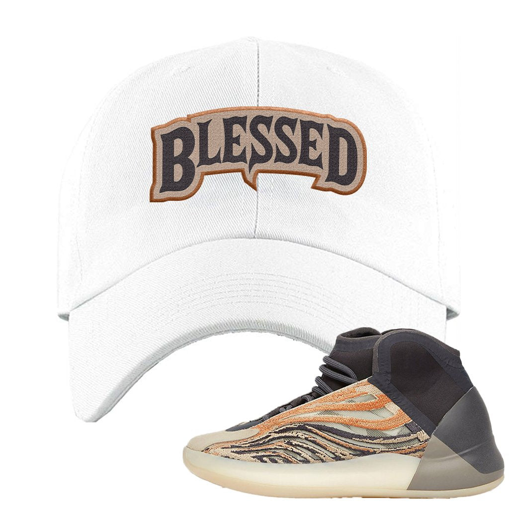 Yeezy Quantum Flash Orange Dad Hat | Blessed Arch, White