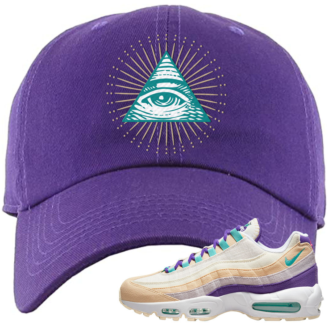 Sprung Natural Purple 95s Dad Hat | All Seeing Eye, Purple