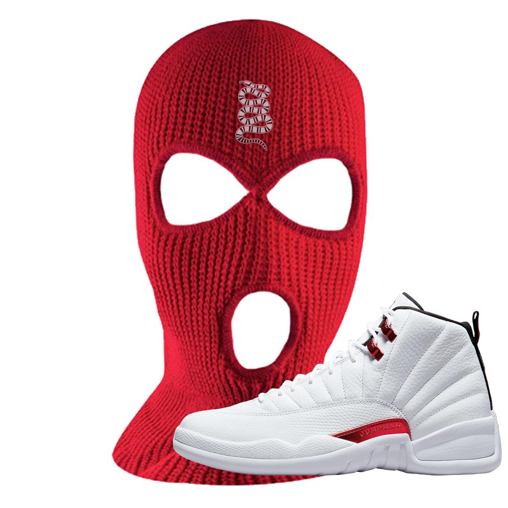 Twist White Red 12s Ski Mask | Coiled Snake, Red