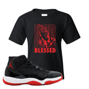 Jordan 11 Bred Blessed Black Sneaker Hook Up Kid's T-Shirt