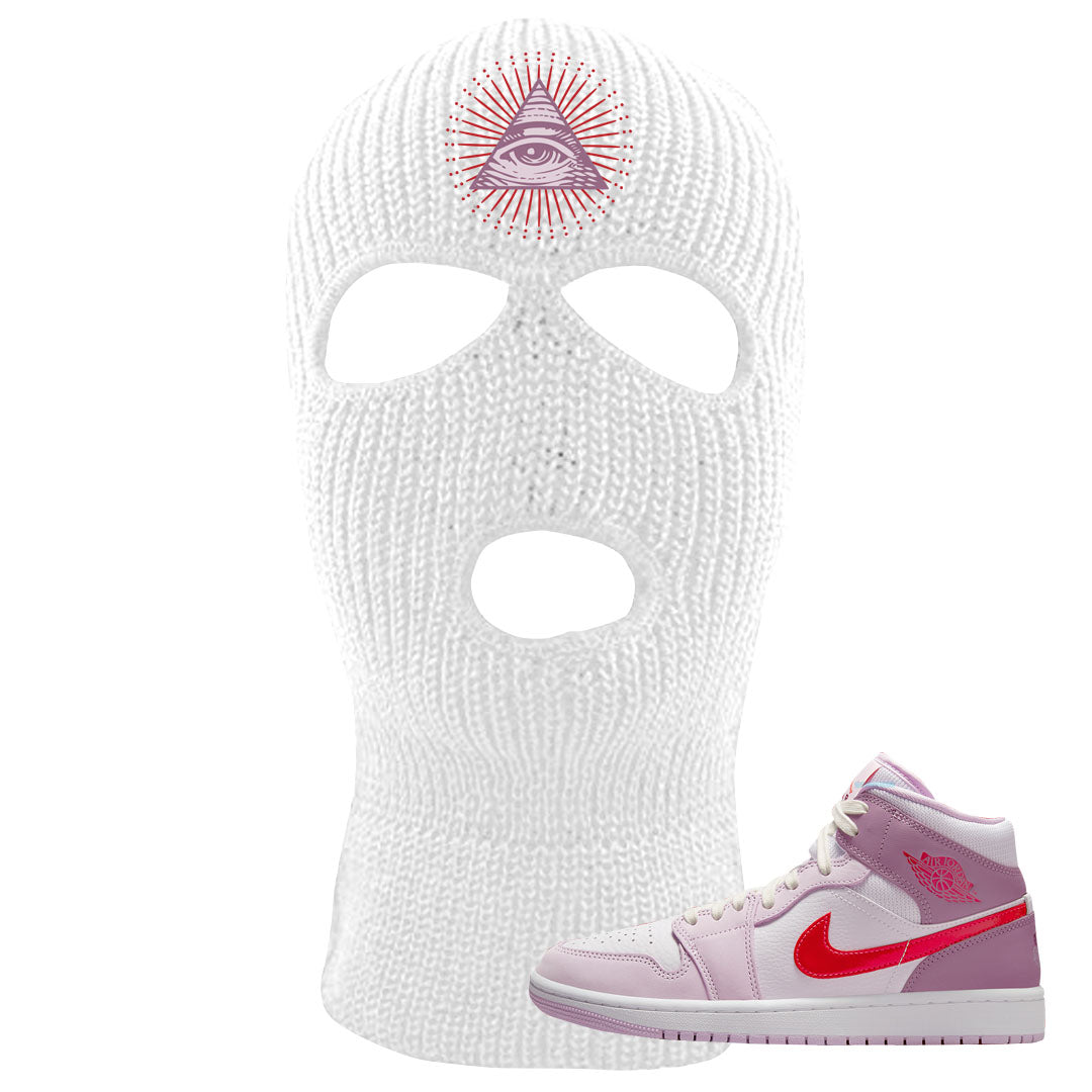 Valentine's Day Mid 1s Ski Mask | All Seeing Eye, White