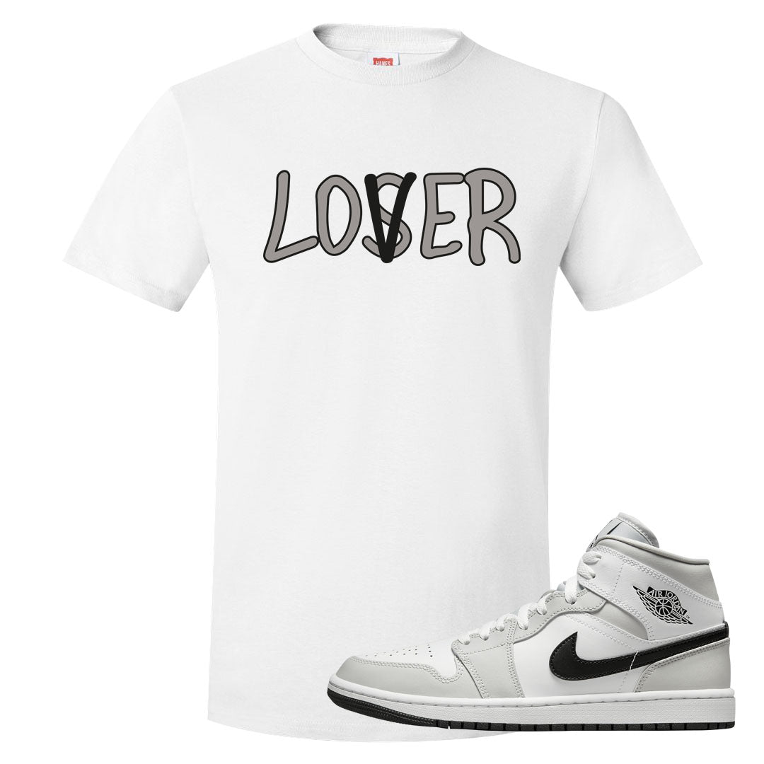 Light Smoke Grey Mid 1s T Shirt | Lover, White