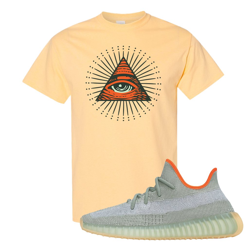 Yeezy 350 V2 Desert Sage Sneaker T Shirt |All Seeing Eye | Yellow Haze