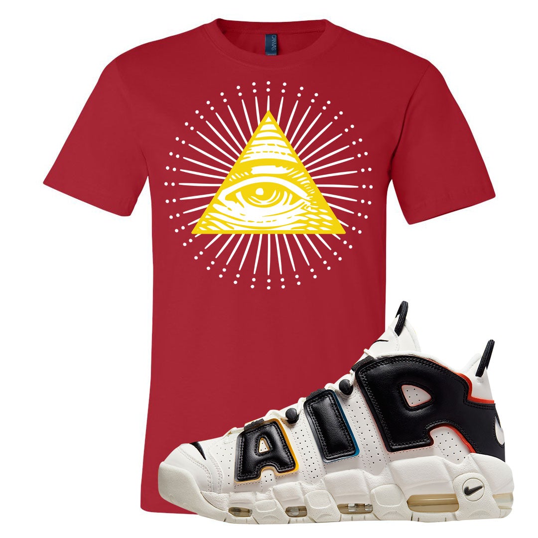 Multicolor Uptempos T Shirt | All Seeing Eye, Red