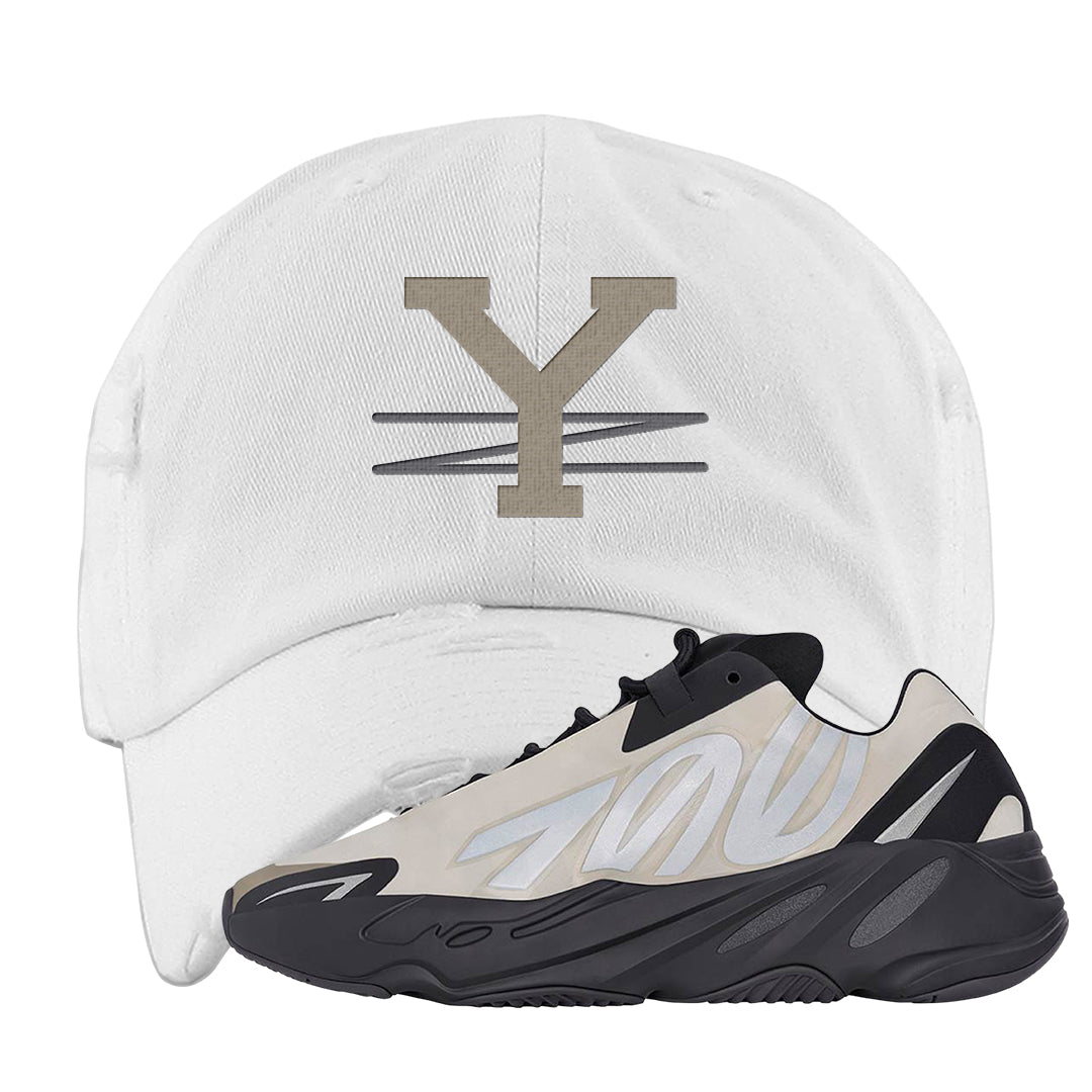 MNVN Bone 700s Distressed Dad Hat | YZ, White