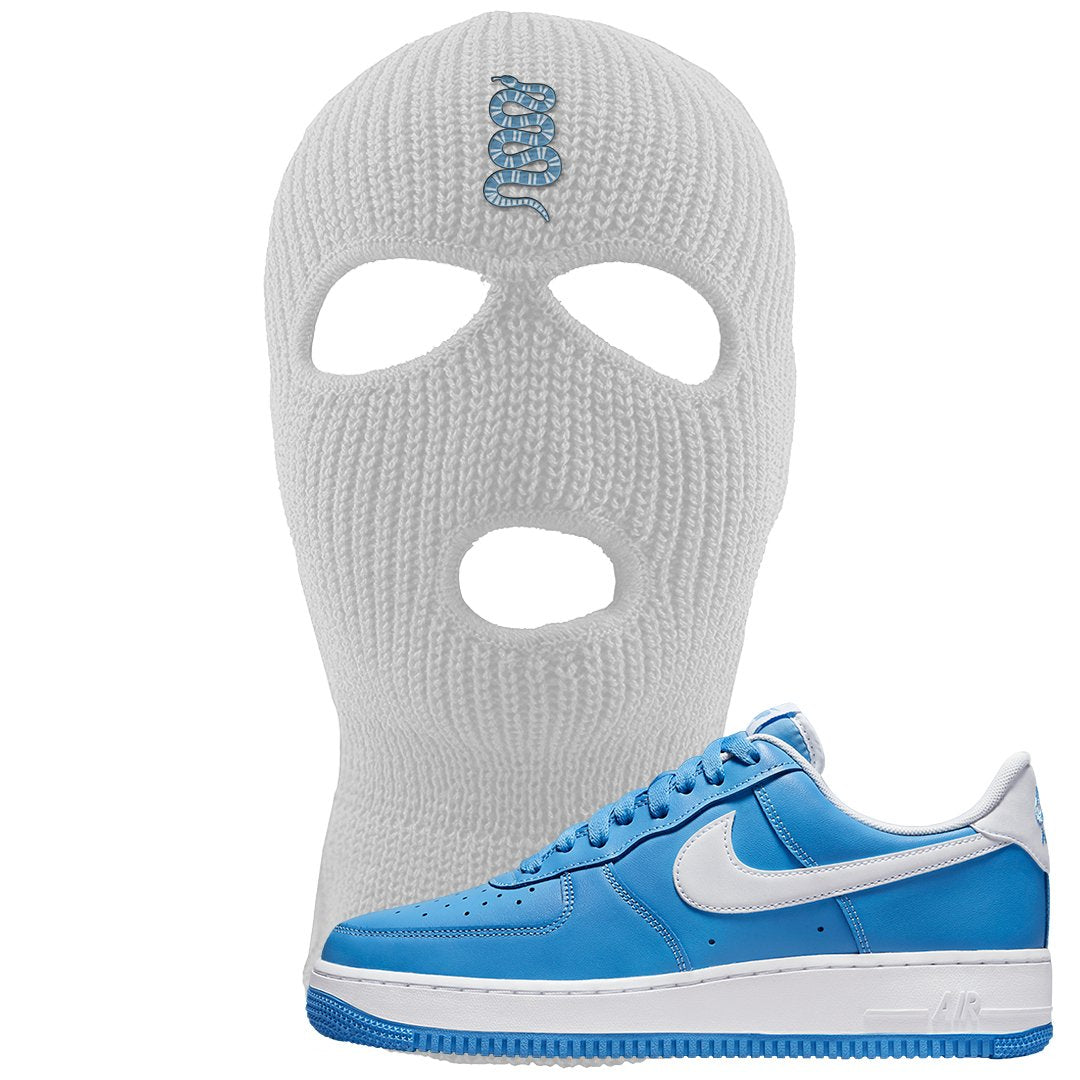 University Blue Low AF1s Ski Mask | Coiled Snake, White