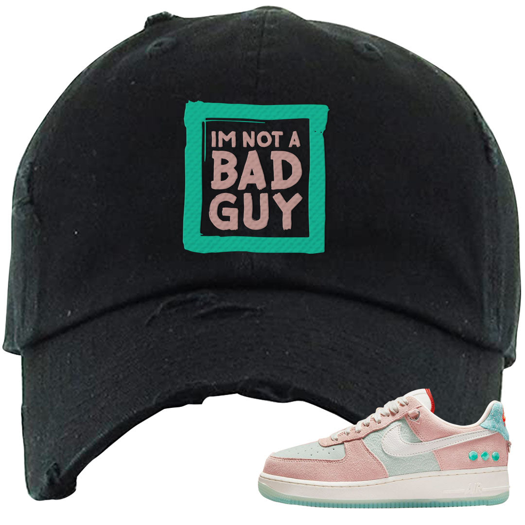 Shapeless AF 1s Distressed Dad Hat | I'm Not A Bad Guy, Black