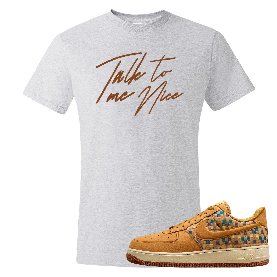 Woven Cork Low AF 1s T Shirt | Talk To Me Nice, Ash