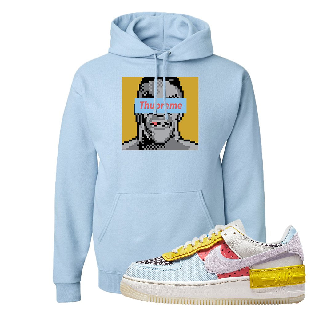 Air Force 1 Shadow Multi-Color Hoodie | Thupreme, Light Blue