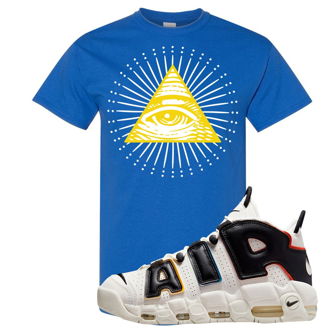 Multicolor Uptempos T Shirt | All Seeing Eye, Royal Blue