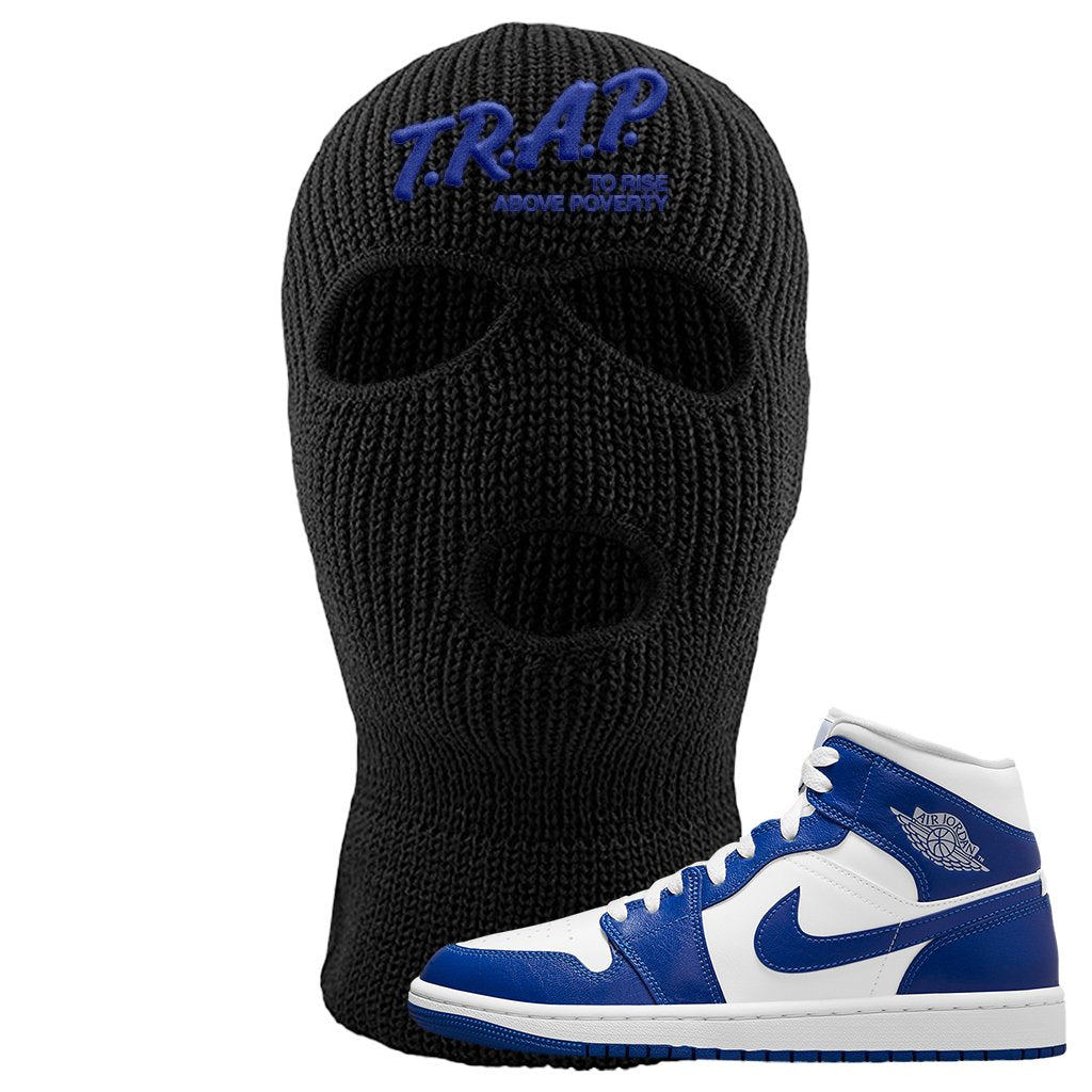 Air Jordan 1 Mid Kentucky Blue Ski Mask | Trap To Rise Above Poverty, Black