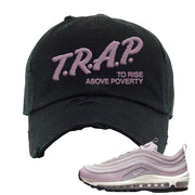 Pastel Purple 97s Distressed Dad Hat | Trap To Rise Above Poverty, Black