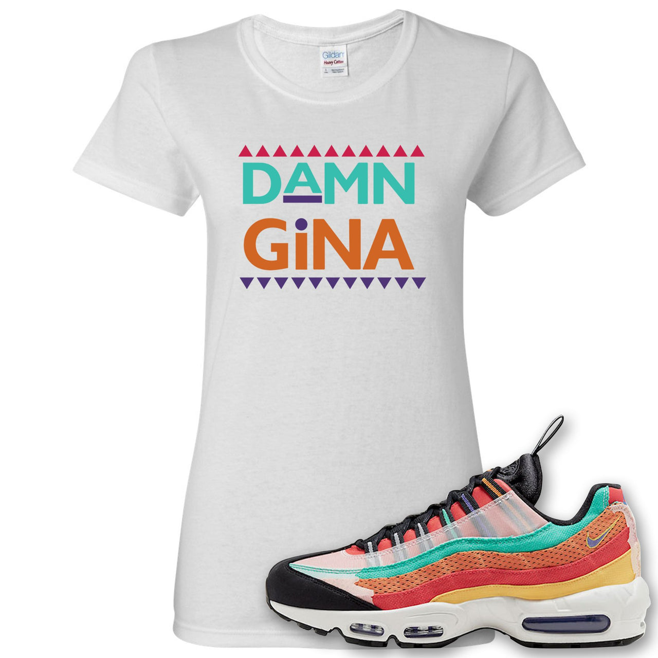 Air Max 95 Black History Month Sneaker White Women's T Shirt | Women's Tees to match Nike Air Max 95 Black History Month Shoes | Damn Gina