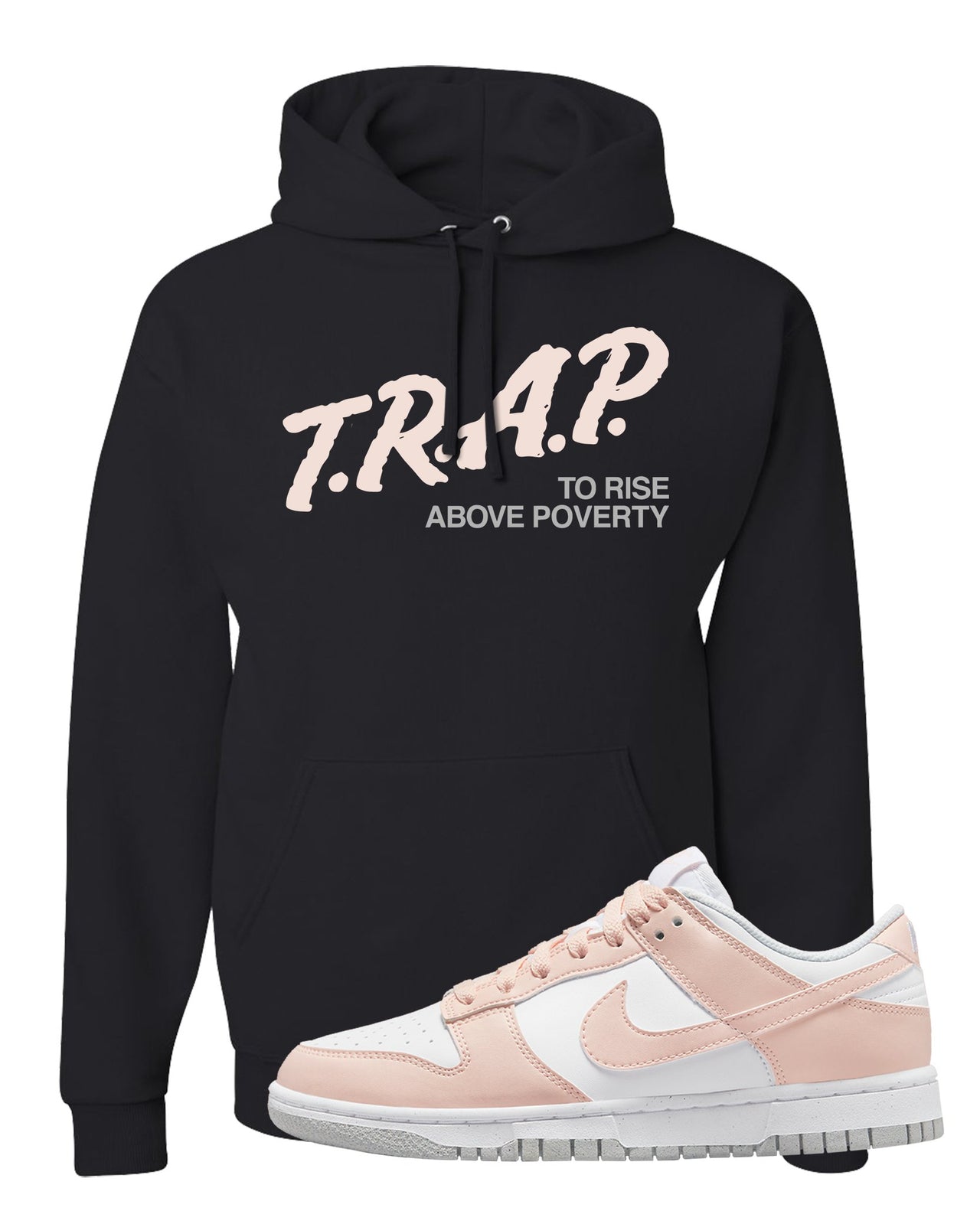 Next Nature Pale Citrus Low Dunks Hoodie | Trap To Rise Above Poverty, Black