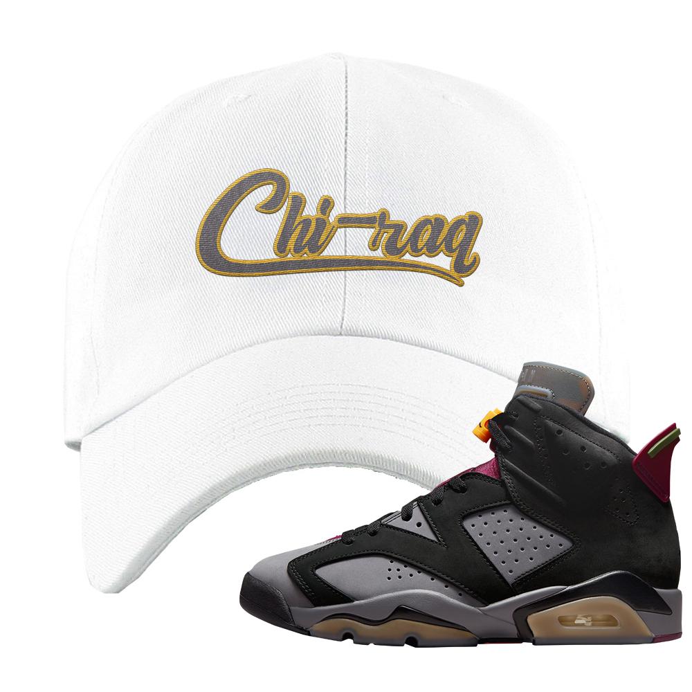 Bordeaux 6s Dad Hat | Chiraq, White