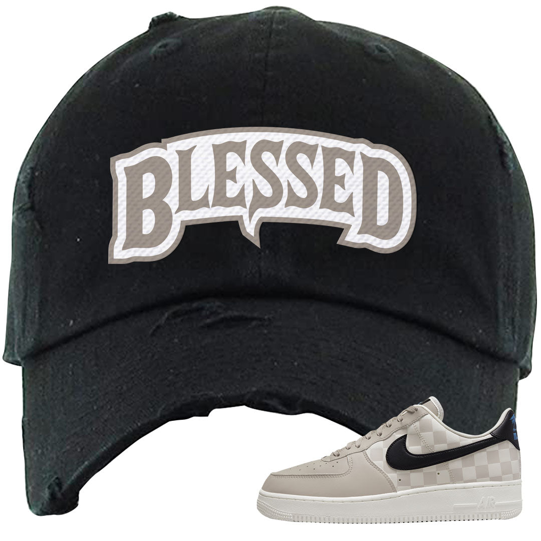 King Day Low AF 1s Distressed Dad Hat | Blessed Arch, Black