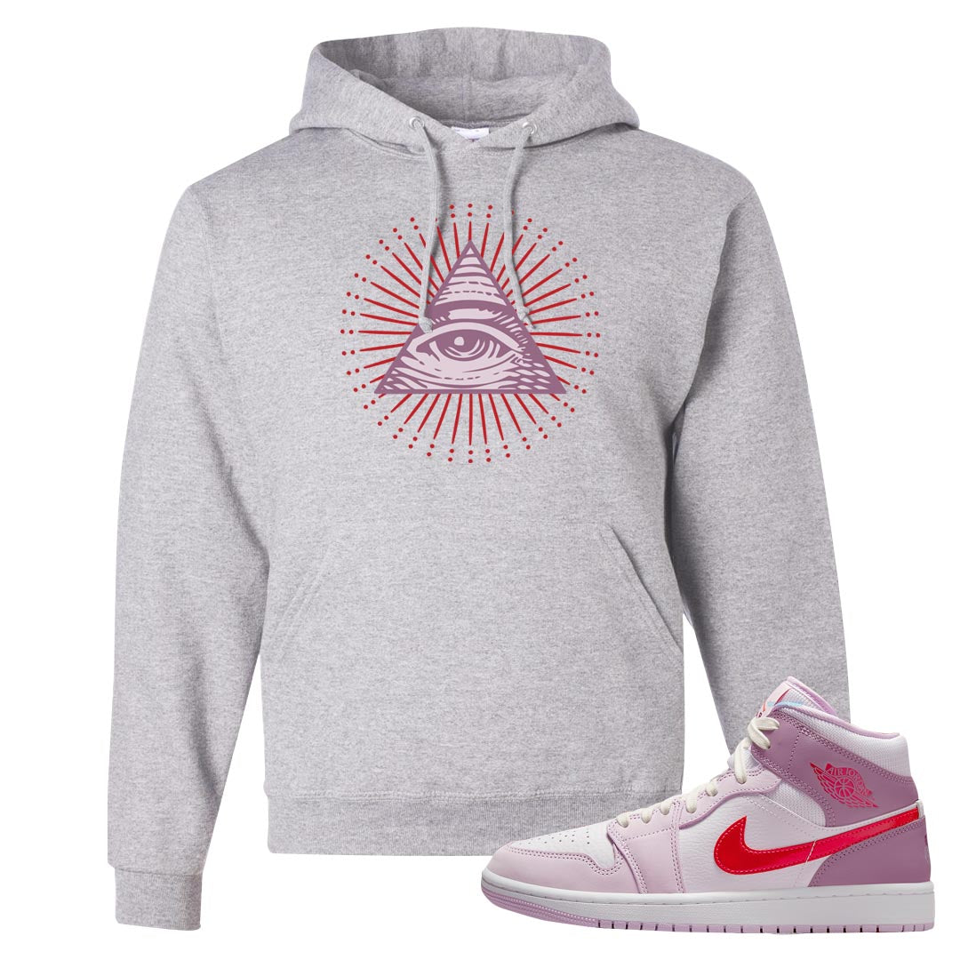 Valentine's Day Mid 1s Hoodie | All Seeing Eye, Ash