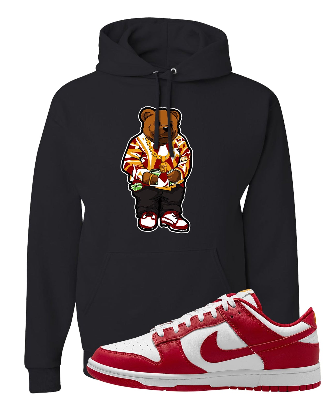 Red White Yellow Low Dunks Hoodie | Sweater Bear, Black