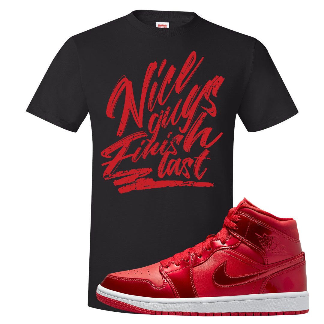 University Red Pomegranate Mid 1s T Shirt | Nice Guys Finish Last, Black