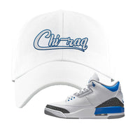 Racer Blue 3s Dad Hat | Chiraq, White