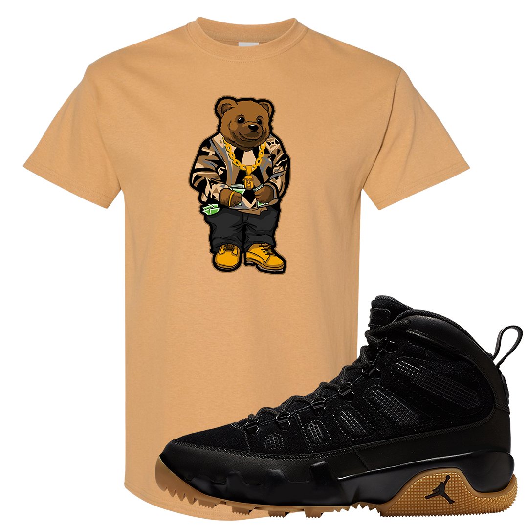 NRG Black Gum Boot 9s T Shirt | Sweater Bear, Old Gold
