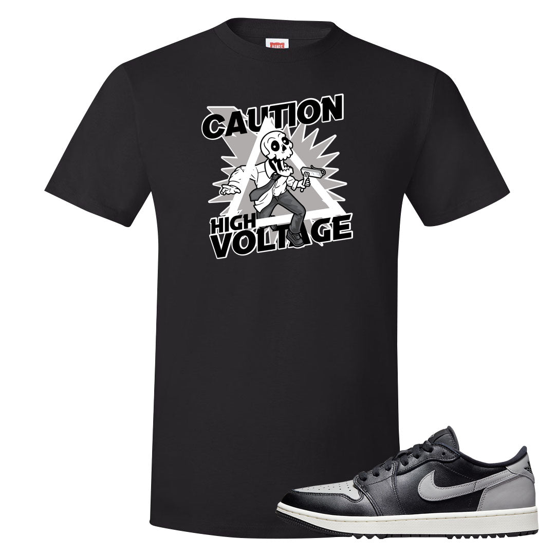 Shadow Golf Low 1s T Shirt | Caution High Voltage, Black