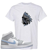 Air Jordan 1 Mid Grey Ice Blue T Shirt | Indian Chief, Ash