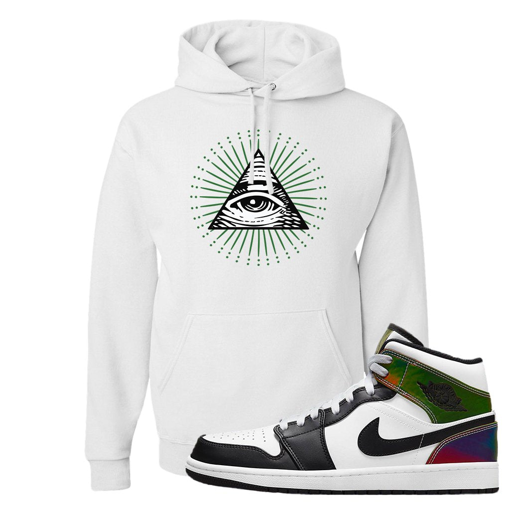 Color Change Mid 1s Hoodie | All Seeing Eye, White