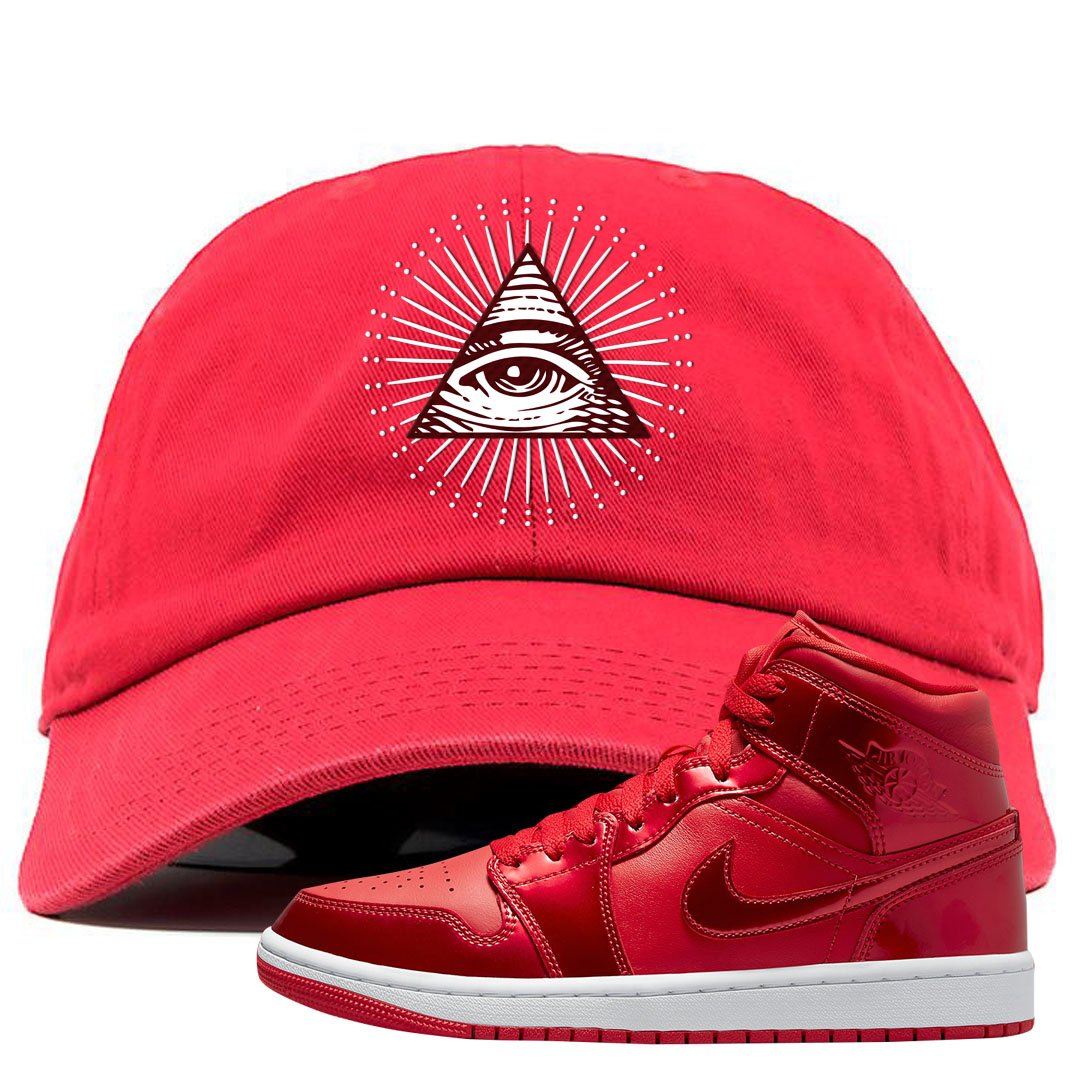 University Red Pomegranate Mid 1s Dad Hat | All Seeing Eye, Red