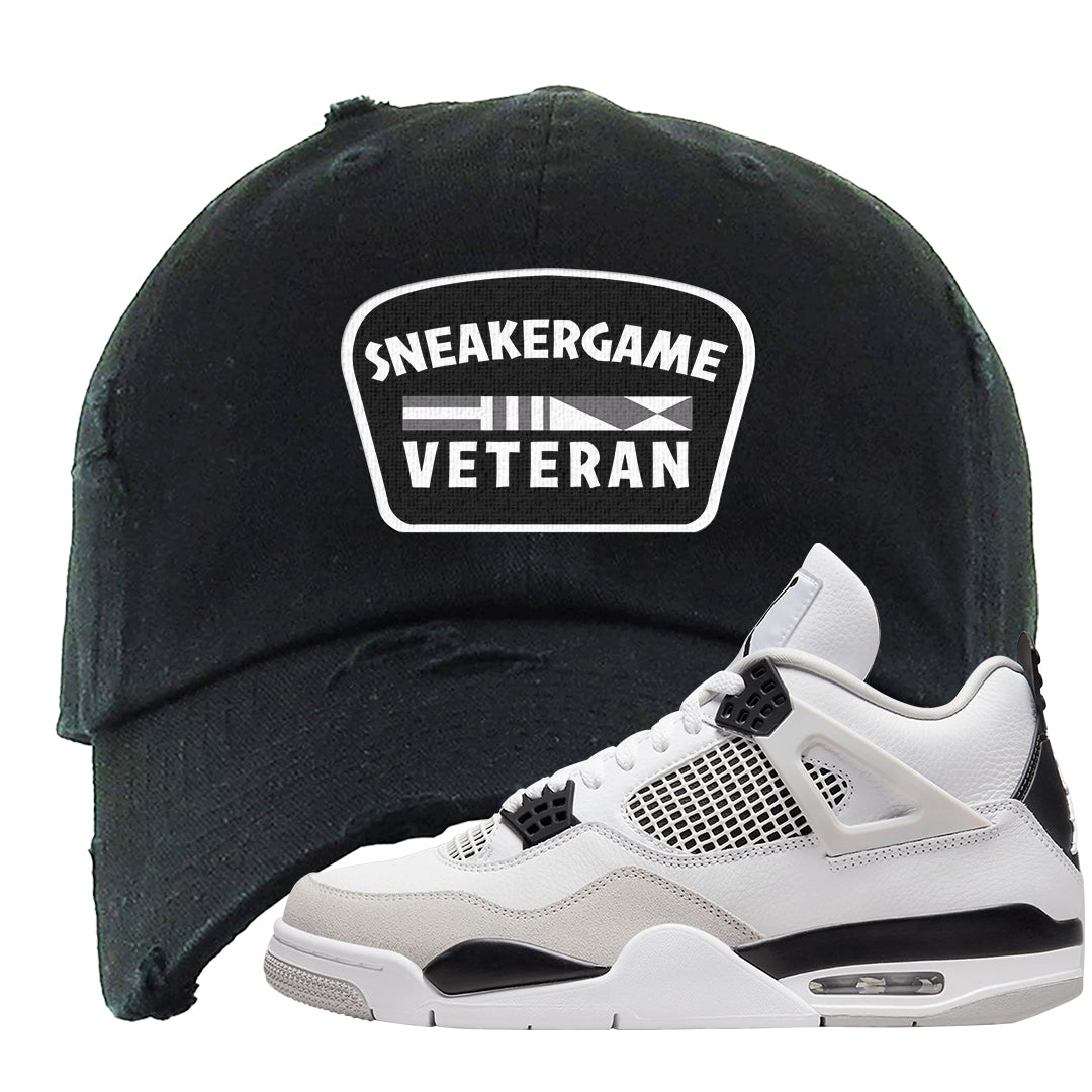 Military Black 4s Distressed Dad Hat | Sneaker Game Veteran, Black