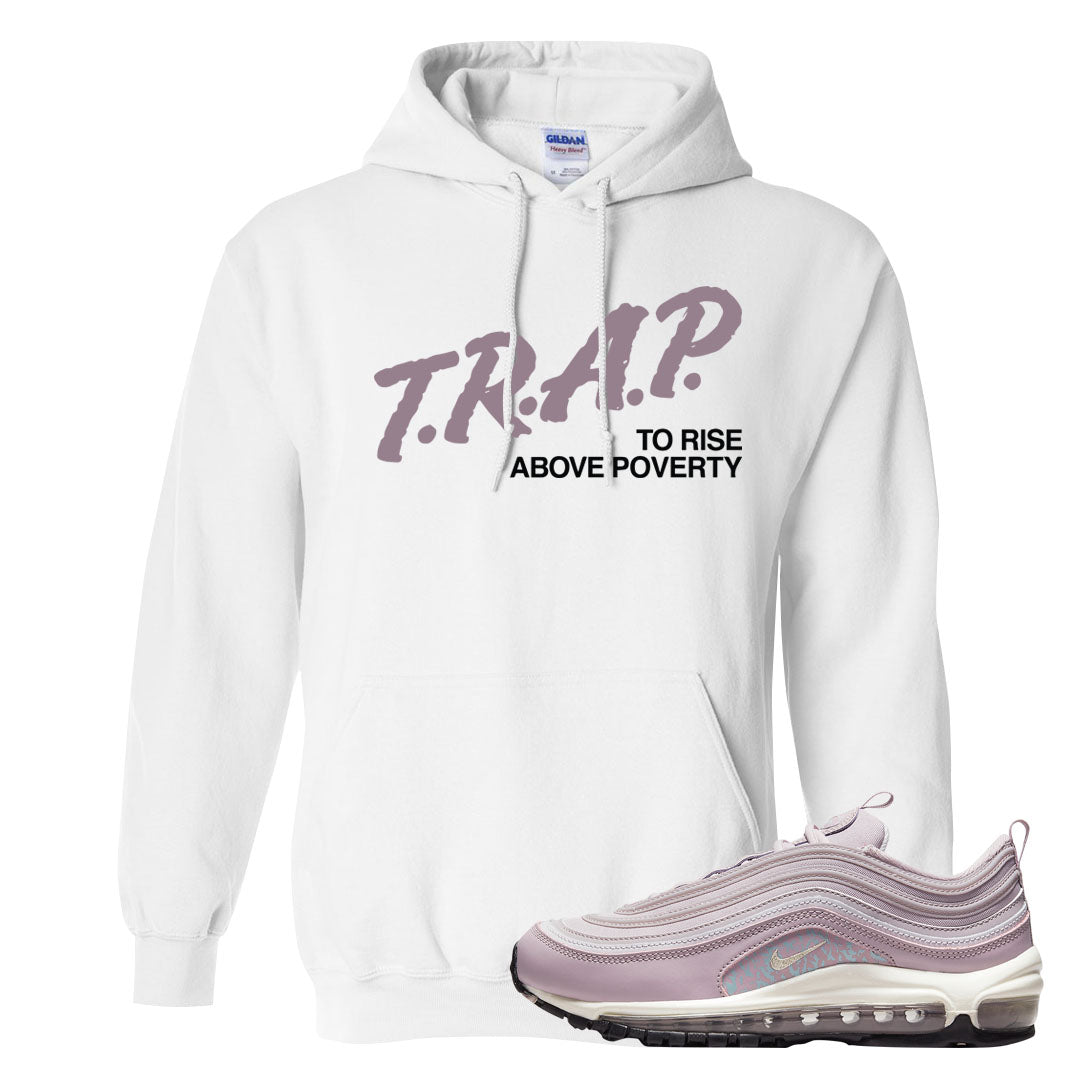 Plum Fog 97s Hoodie | Trap To Rise Above Poverty, White