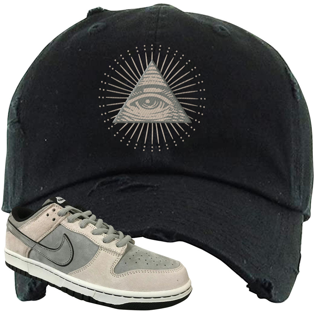 Rocky Earth Low Dunks Distressed Dad Hat | All Seeing Eye, Black