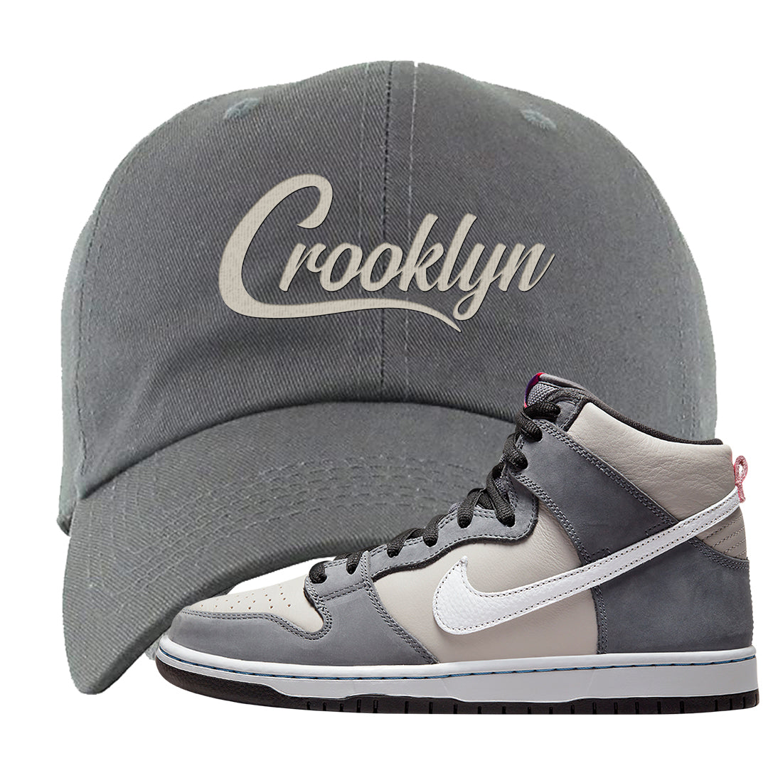 Medium Grey High Dunks Dad Hat | Crooklyn, Dark Gray