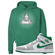 Light Smoke Pine Green Mid 1s Hoodie | All Seeing Eye, Kelly Green