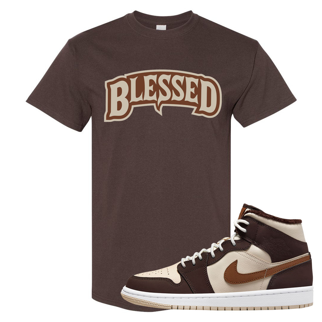 Brown Fleece Mid 1s T Shirt | Blessed Arch, Chocolate