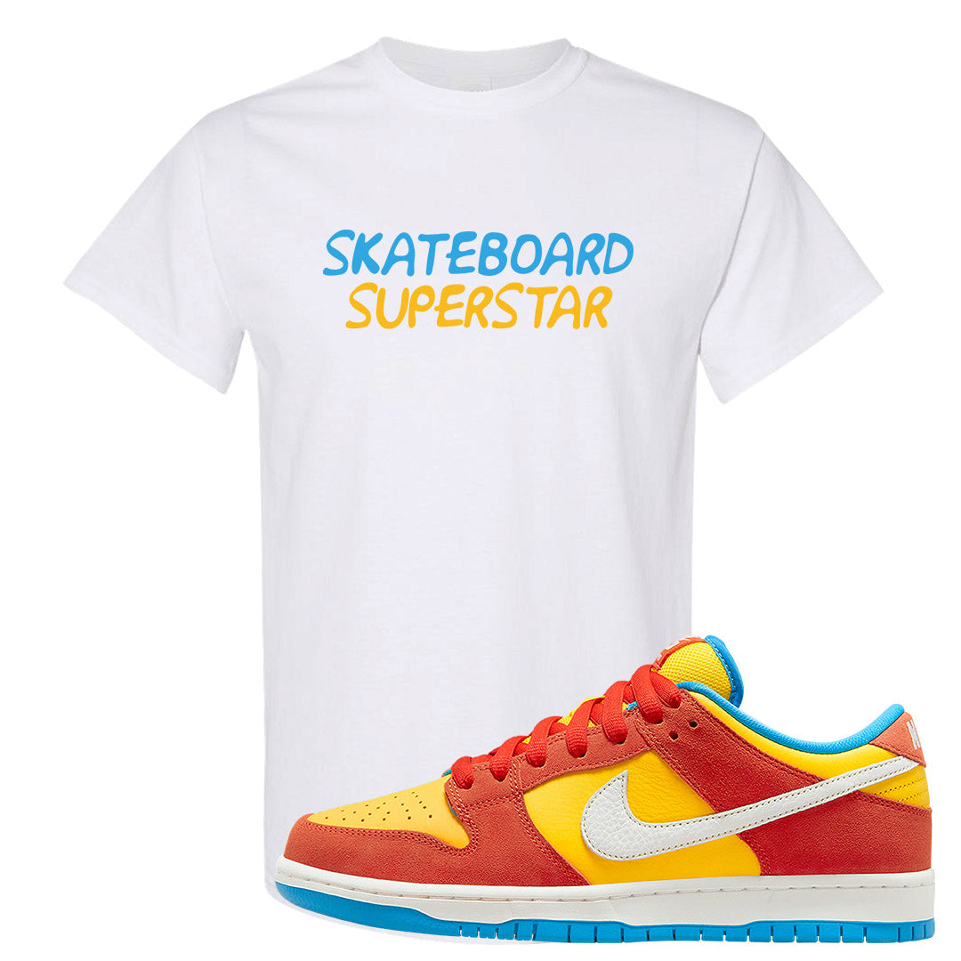 Habanero Red Gold Blue Low Dunks T Shirt | Skateboard Superstar, White