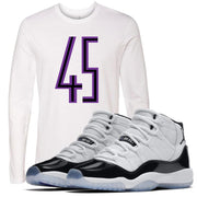Match your Jordan 11 Concords with this white longsleeve Jordan 11 Concord sneaker matching tee