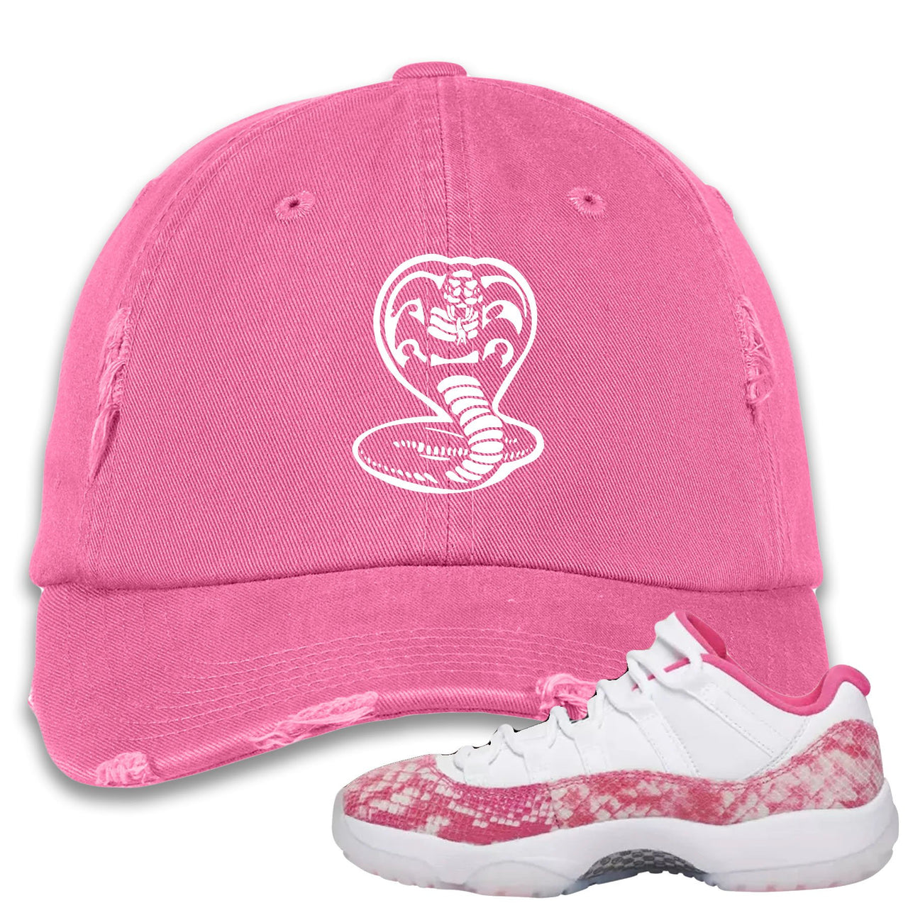 Pink Snakeskin WMNS Low 11s Distressed Dad Hat | Cobra Snake, Light Pink