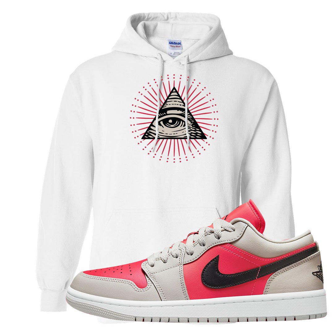 Light Iron Ore Low 1s Hoodie | All Seeing Eye, White